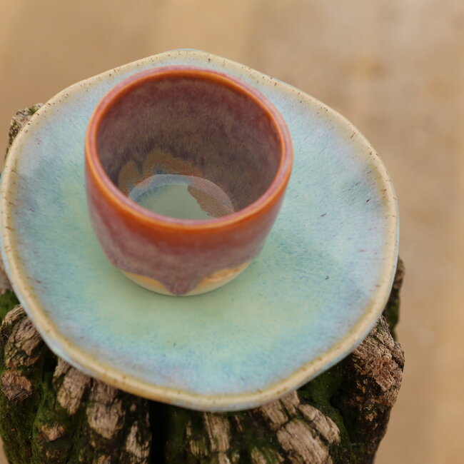Ceramic handmade coffee cup, Sungreen