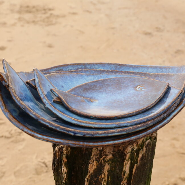 Céramique plat de poisson fait a la main, Beach