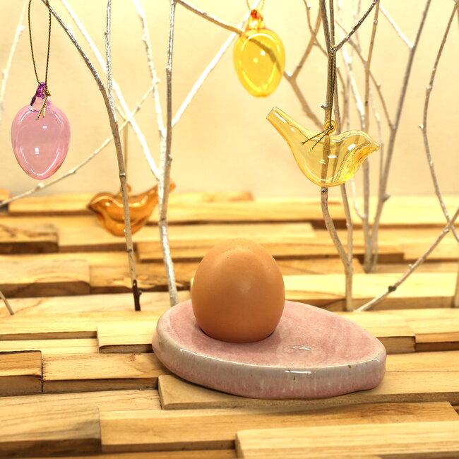 Coquetier céramique fait à la main, Rose