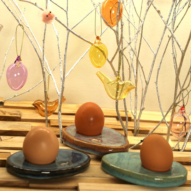 Unique handmade contemporary ceramic egg cup  glazes in the color mint