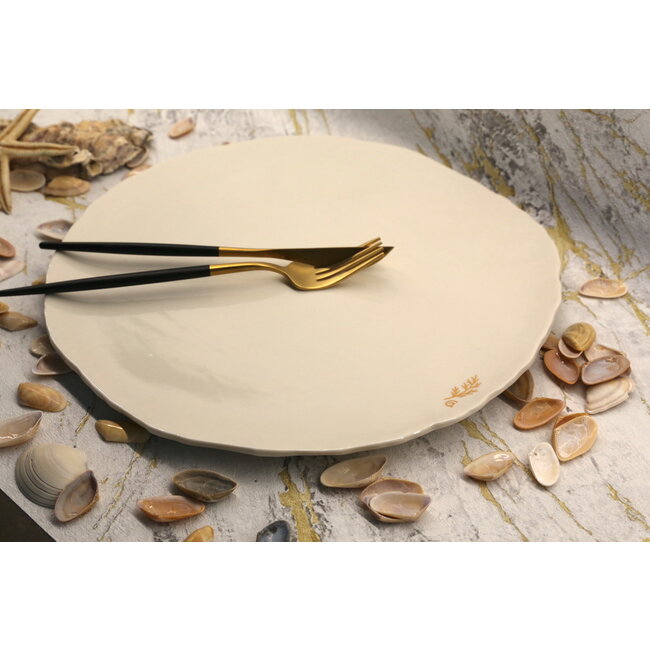 artisanni  Assiette contemporaine en porcelaine "Feuillette"