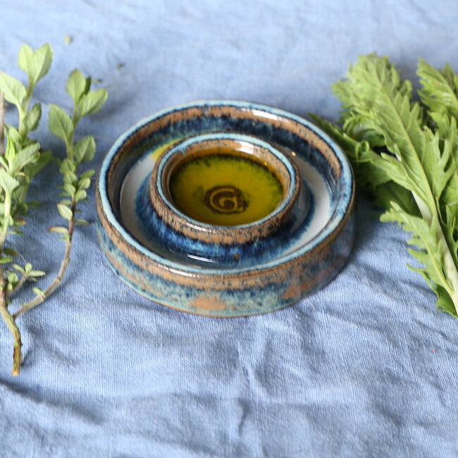 Petit plat à huile en céramique fait à la main, Beach