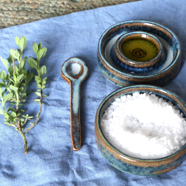 Ceramic handmade salt, pepper or tapas dish, Beach