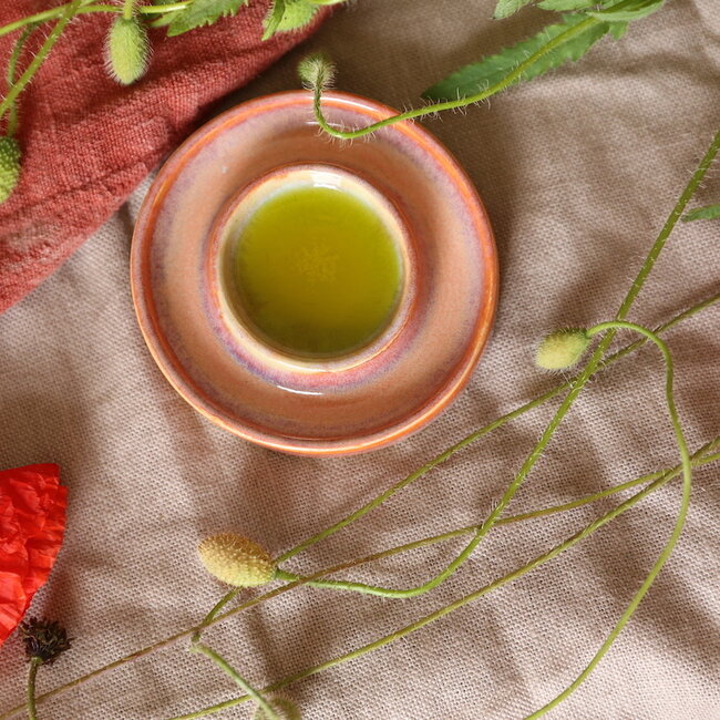 Handgemaakt keramisch olieschaaltje, Sungreen