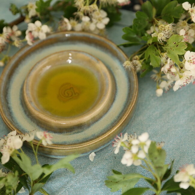 Petit plat à huile en céramique fait à la main, Menthe