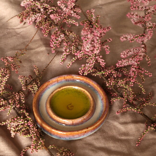 Handmade small ceramic oil dish, Sunrise