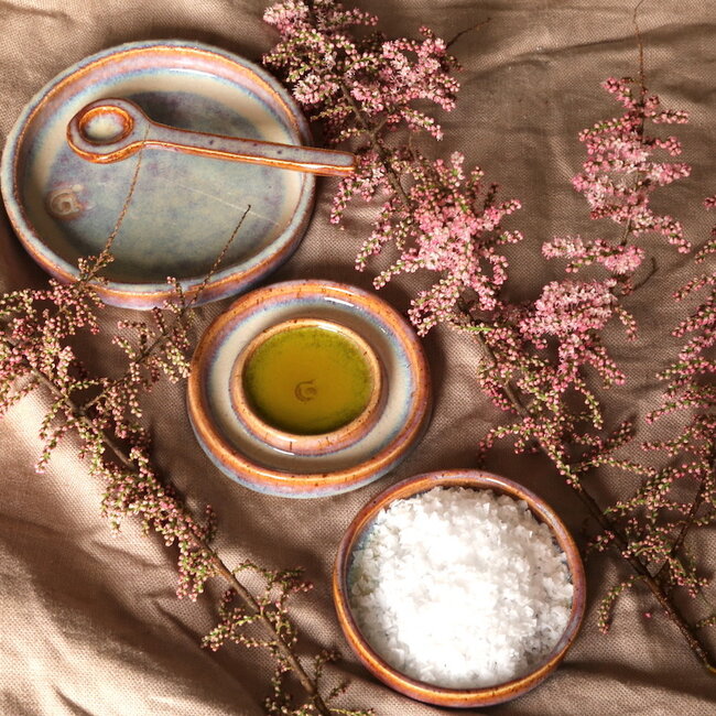 Ceramic handmade salt, pepper or tapas dish, Sunrise