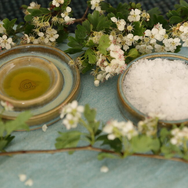 Ceramic handmade salt, pepper or tapas dish, Mint