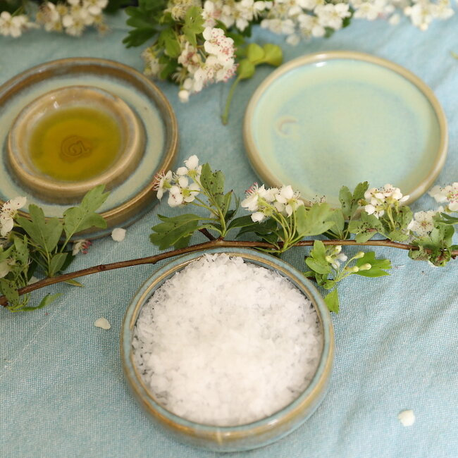 Ceramic handmade salt, pepper or tapas dish, Mint