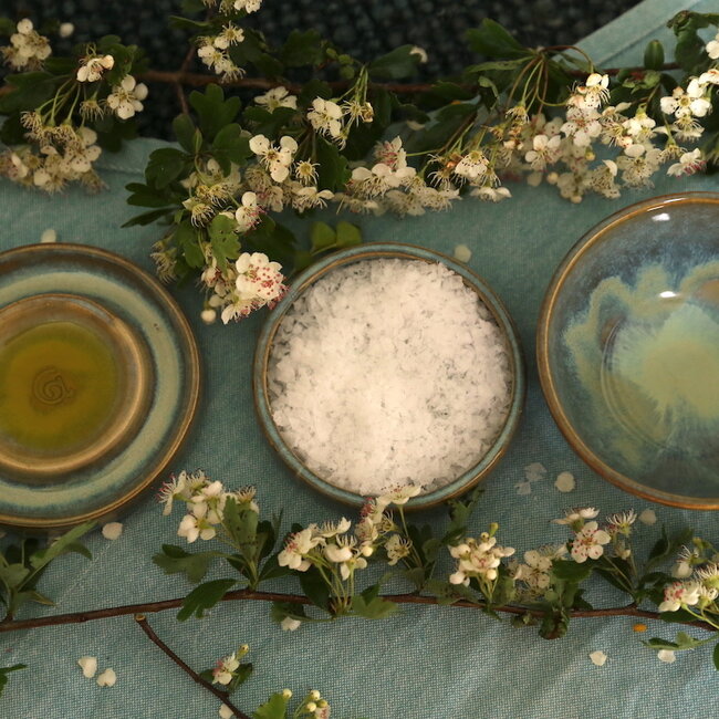 Ceramic handmade salt, pepper or tapas dish, Mint