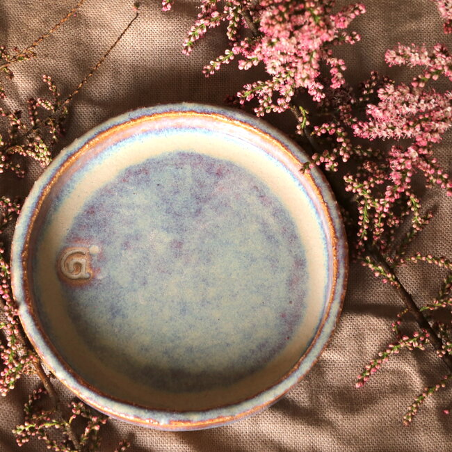 Petite plat creuse Crème Brûlée "Sunrise" en céramique artisanale avec rebord surélevé