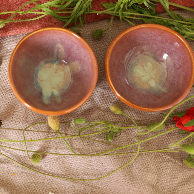 Handmade ceramic bowl with unique glazes from the "Sungreen" service