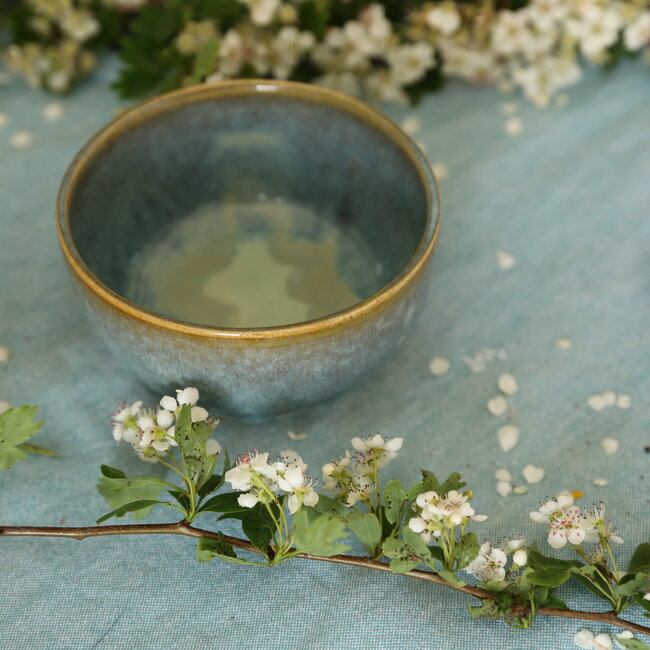Handmade ceramic bowl with unique glazes from the "Mint" service