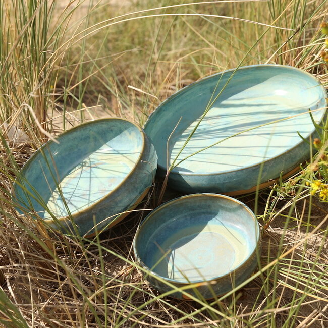 Handmade ceramic scale with unique glazes from the "Mint" service