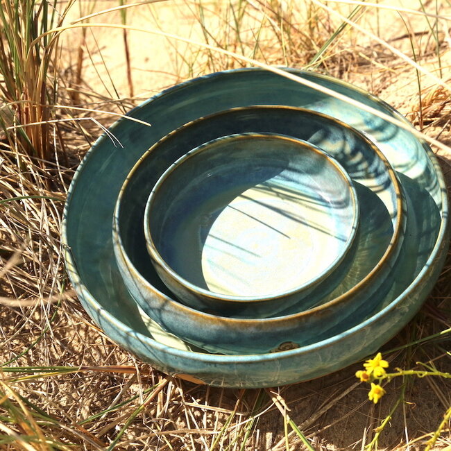 Handmade ceramic scale with unique glazes from the "Mint" service