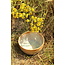 artisann With the turntable handmade bowl of Pyerite clay with a beautiful Floating yellow, musterd high-firing glaze.