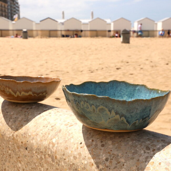 Unique, exclusive handmade large Musterd decoration- or fruit bowl for your kitchen or table