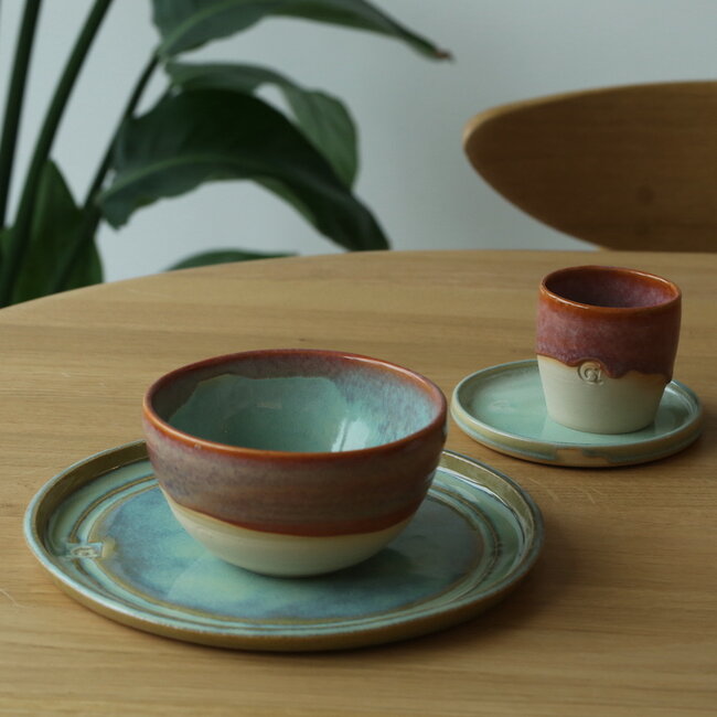 Ceramic handmade bowl, Sungreen