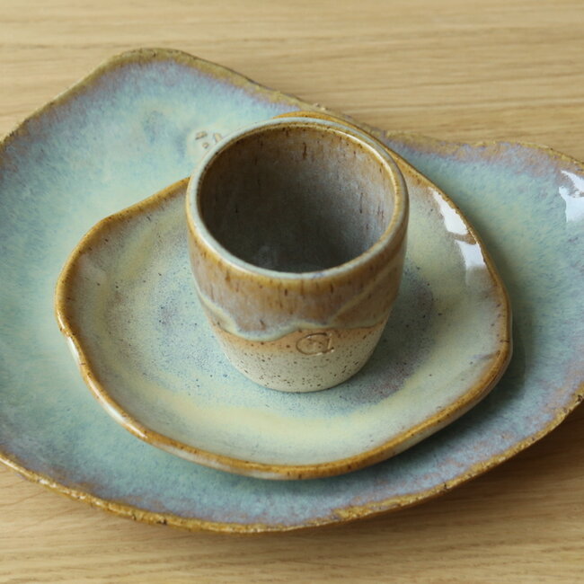 Handmade ceramic plate Coquillage, Sunset