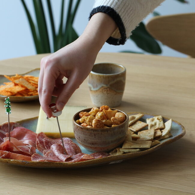 Assiette en céramique faite main Couteau Sunset idéale comme assiette à poisson ou présentation pour un usage quotidien ainsi que pour des restaurants