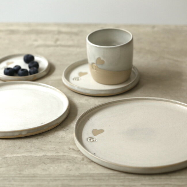 Handmade ceramic plate, White Love