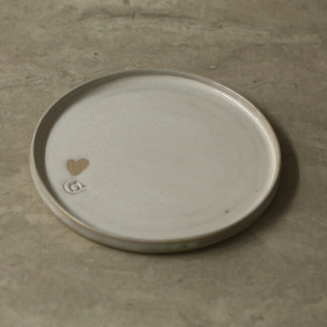 Keramisch handgemaakt bord, White Love