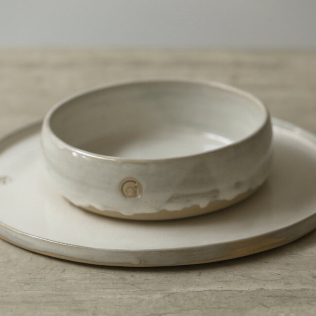 Handmade ceramic plate, White Dunes