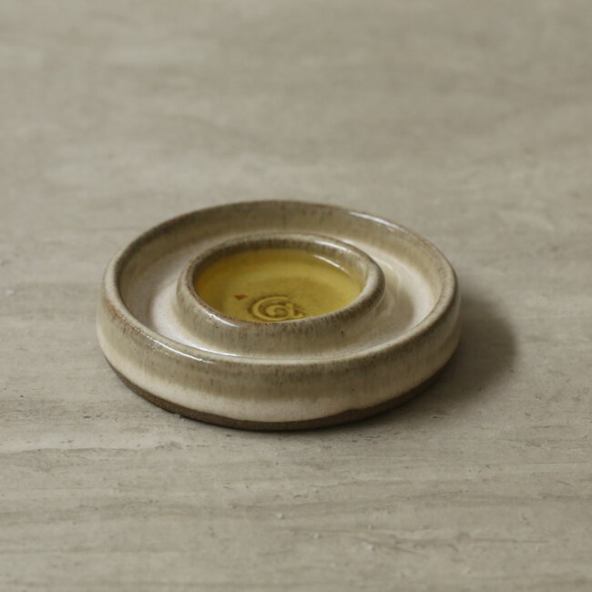 Handmade small ceramic oil dish, Italian White