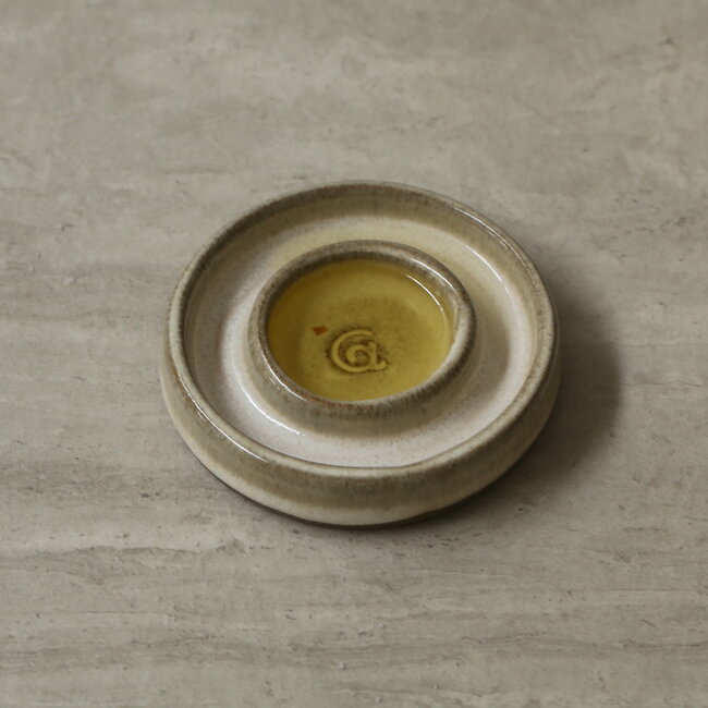 Handmade small ceramic oil dish, Italian White