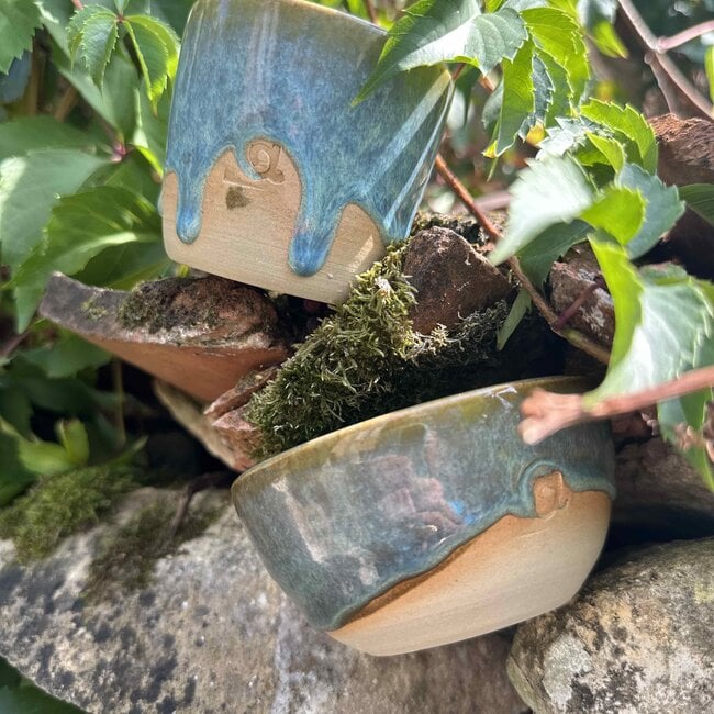 Handmade ceramic bowl with unique glazes from the "Mint" service