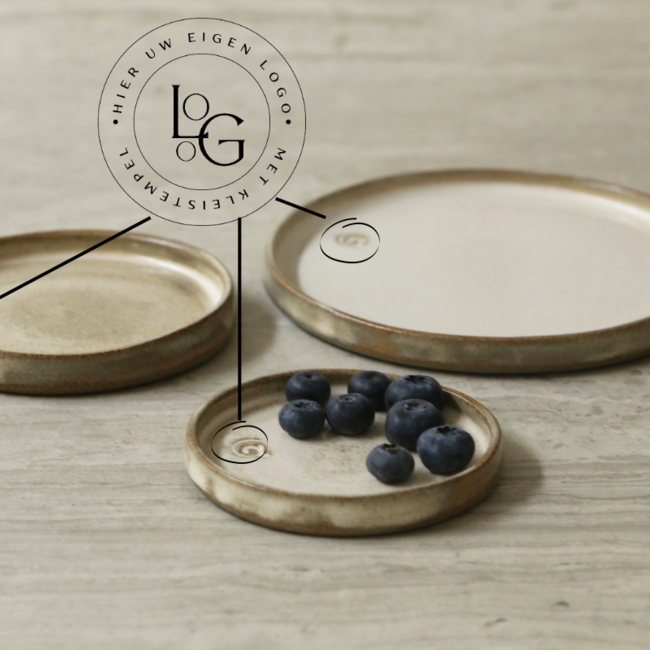Handmade ceramic plate with logo