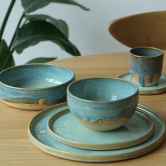 artisann Serviesset: Lagune en Munt