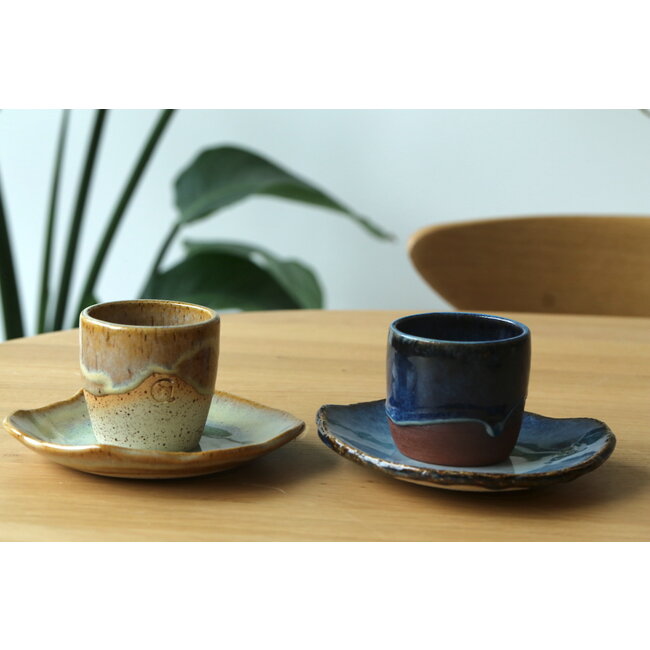 artisann Achetez un ensemble ceramic set de café avec une assiette originale