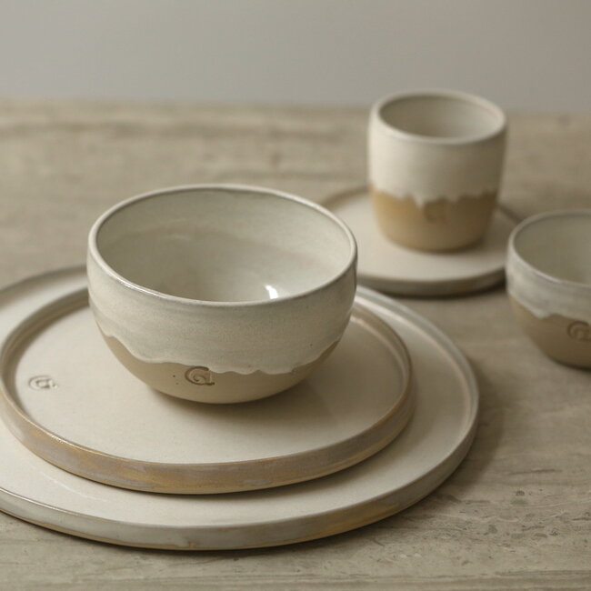 Handmade ceramic bowl, White Dunes