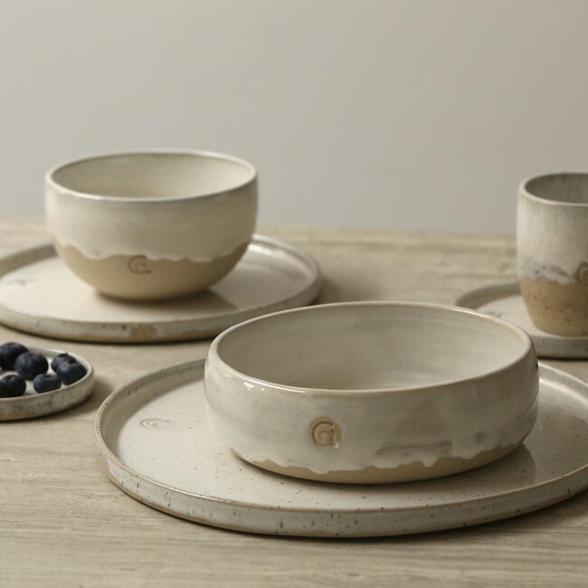 Handmade ceramic scale with unique glazes from the "White Spots" service