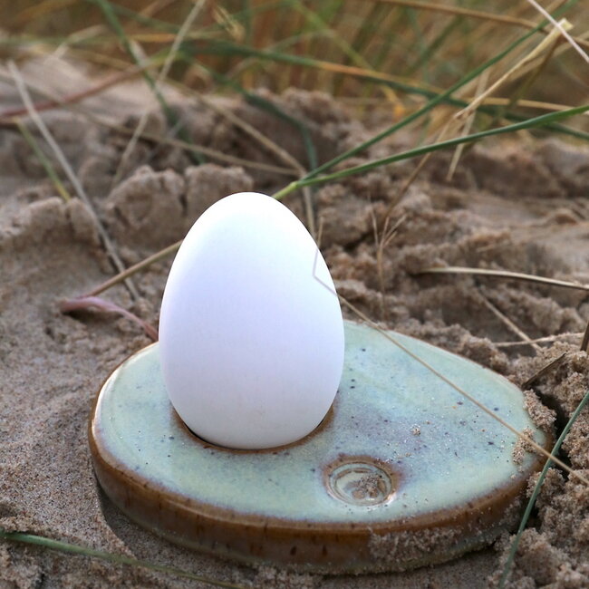 Handmade ceramic egg cup, Mustard