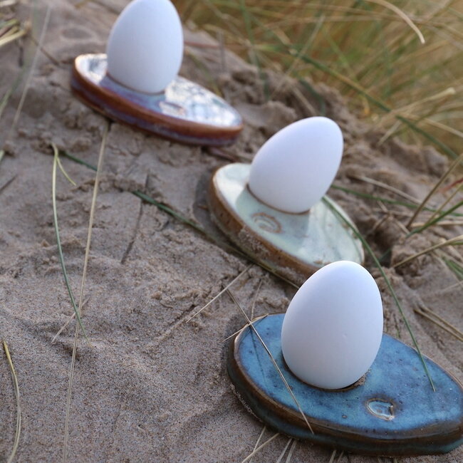 Handmade ceramic egg cup, Mustard