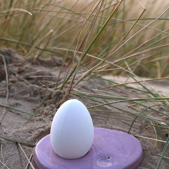 Unique handmade contemporary ceramic egg cup in rose glazes