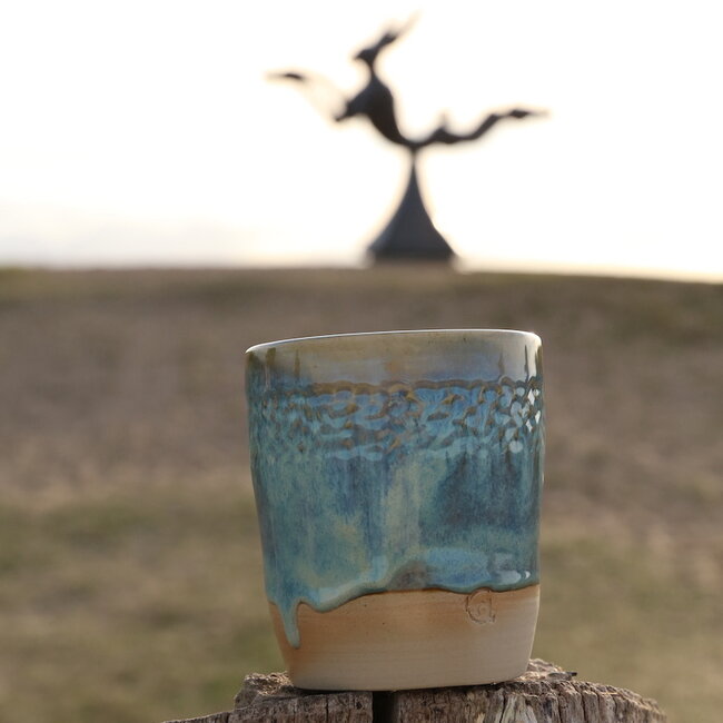 Vase en céramique fait main, Menthe carving