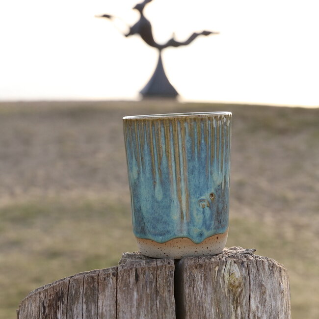 Vase en céramique fait main, Menthe carving