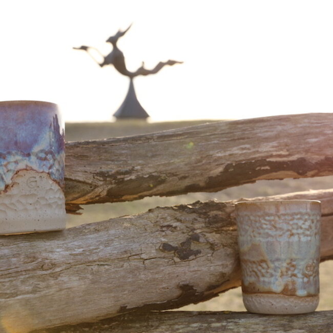 Unicum - A ceramic handmade mustard vase or spoon pot finished with the carving technique