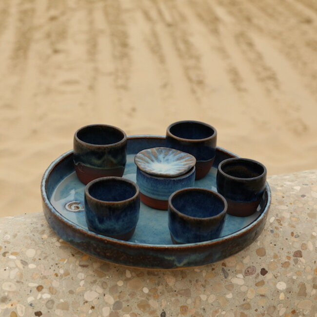 Ceramic handmade tapas dish, Beach