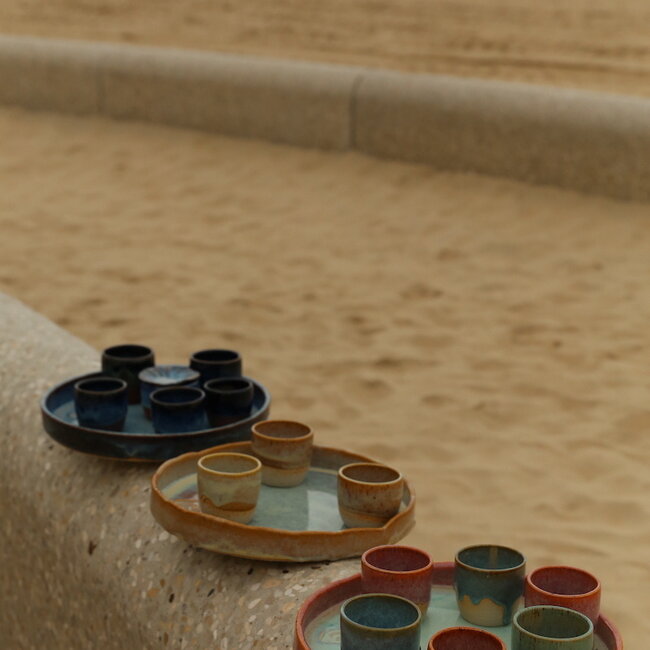 Ceramic handmade tapas dish, Beach