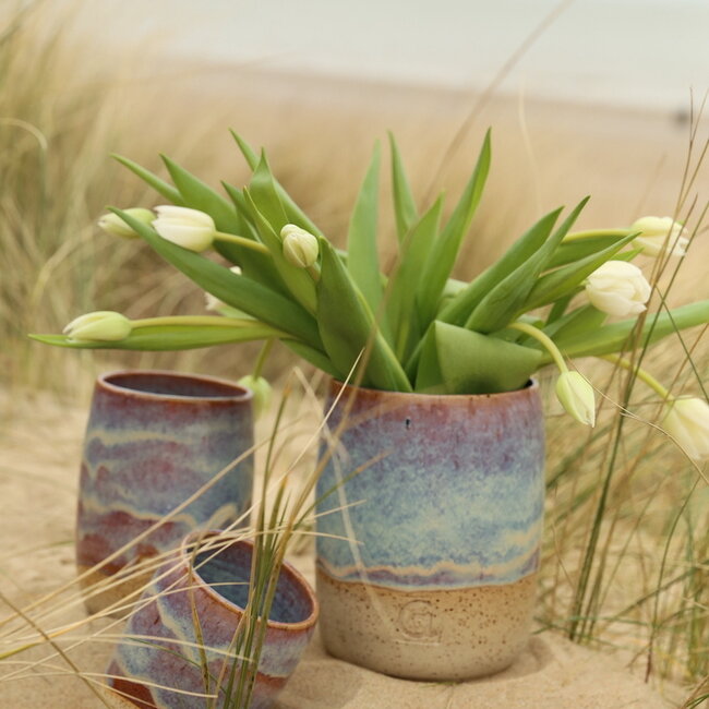 Ceramic handmade vase and spoon pot, Sunrise