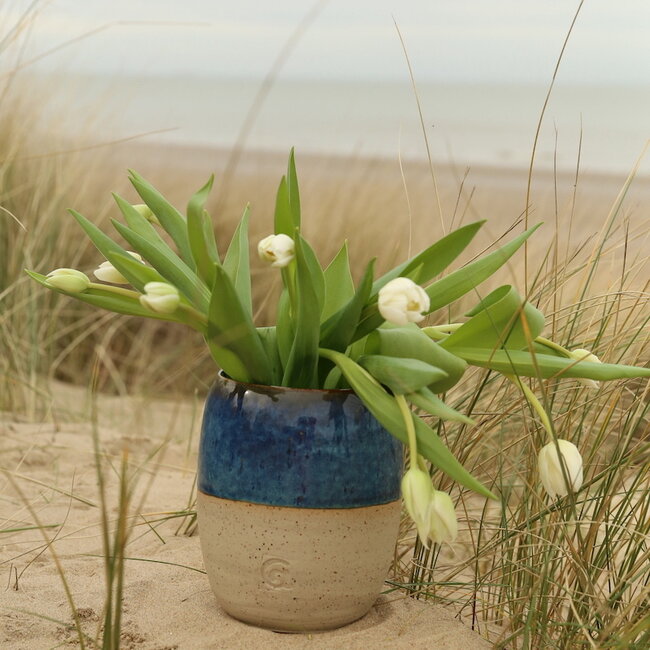 Ceramic handmade vase and spoon pot, Beach