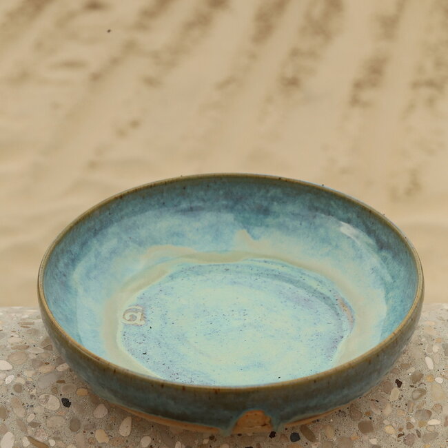 Unique, exclusive handmade large bowl with handmade turntable "Mint"