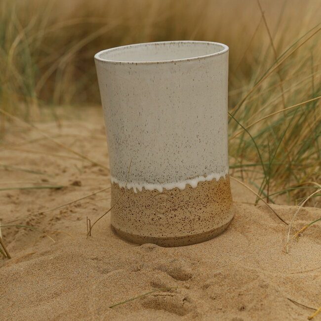 Ceramic handmade white vase, White Spots