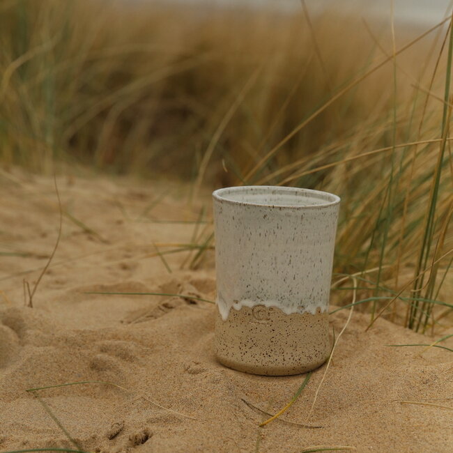 Ceramic handmade white vase, White Spots