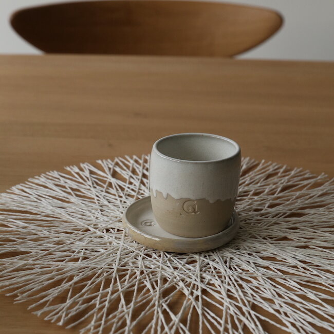 Ceramic handmade coffee cup, White Dunes
