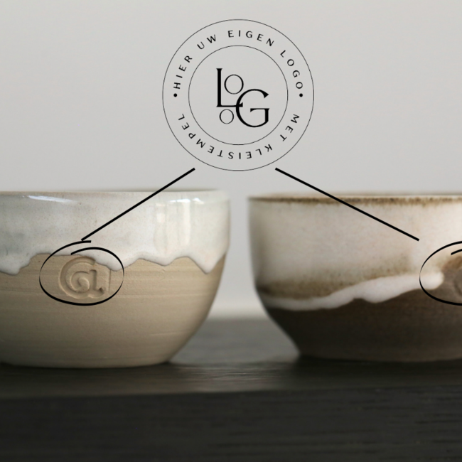 Handmade ceramic bowl with stamp
